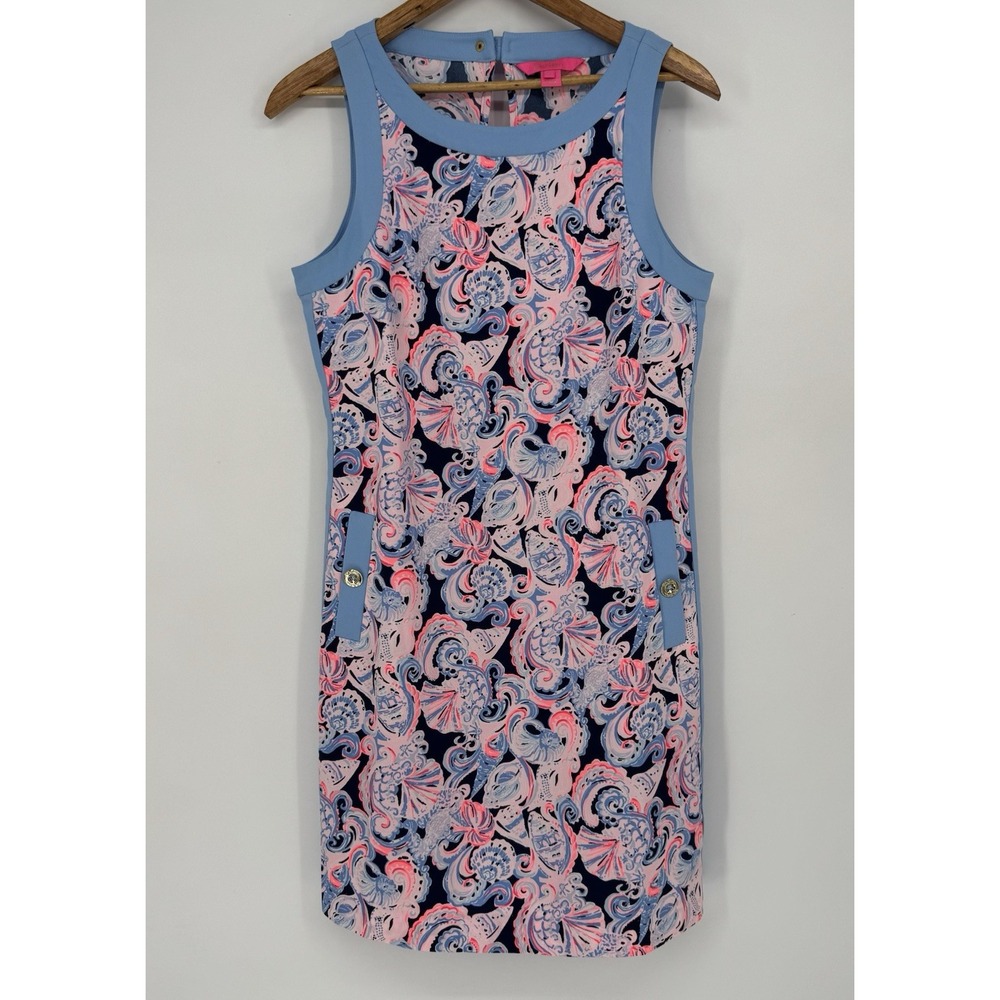 Lilly Pulitzer Navy, Light Blue & Pink Paisley Shift Dress